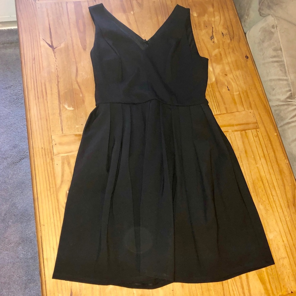 Halston Heritage Black Flared Cocktail Dress
